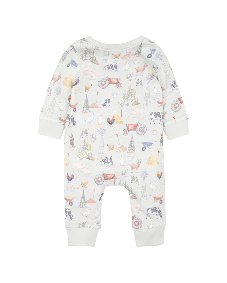 BEBE CHESTER PRINT LS ZIP ROMPER