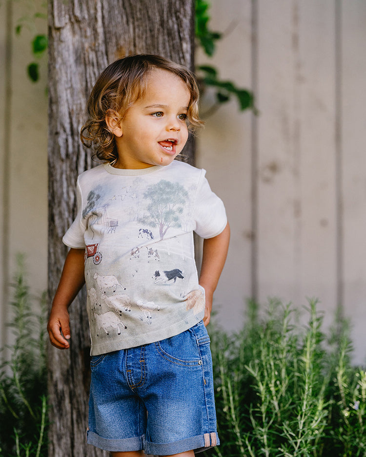 BEBE CHESTER FARM TEE 3-5 YRS