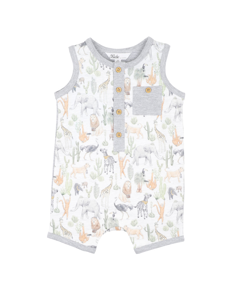 BEBE  ELLIS PRINT LION CUB ROMPER