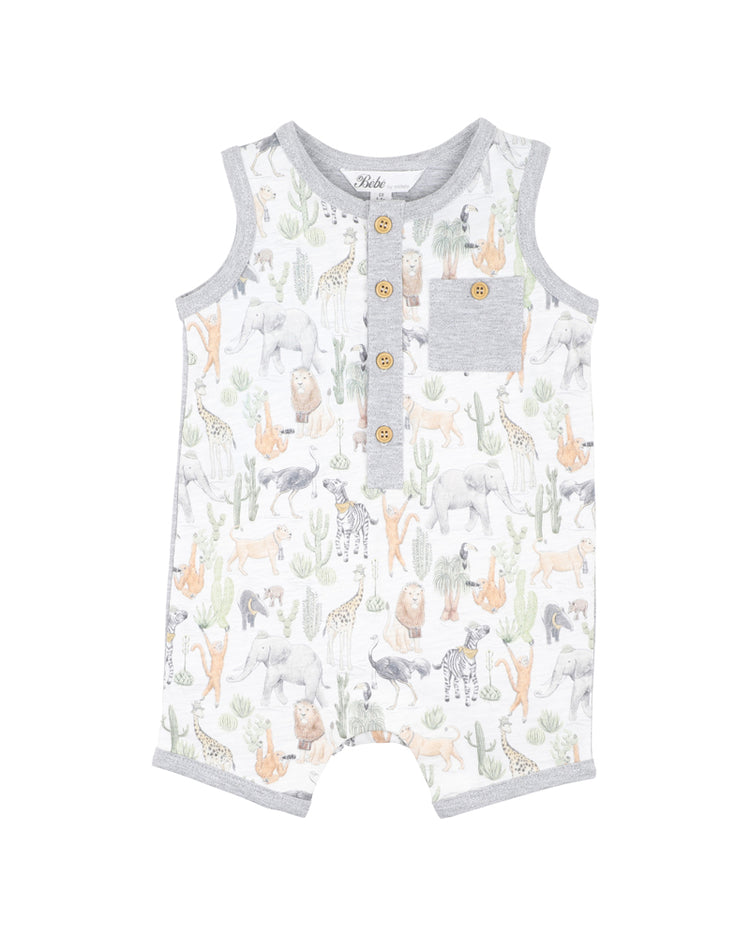BEBE ELLIS PRINT LION CUB ROMPER
