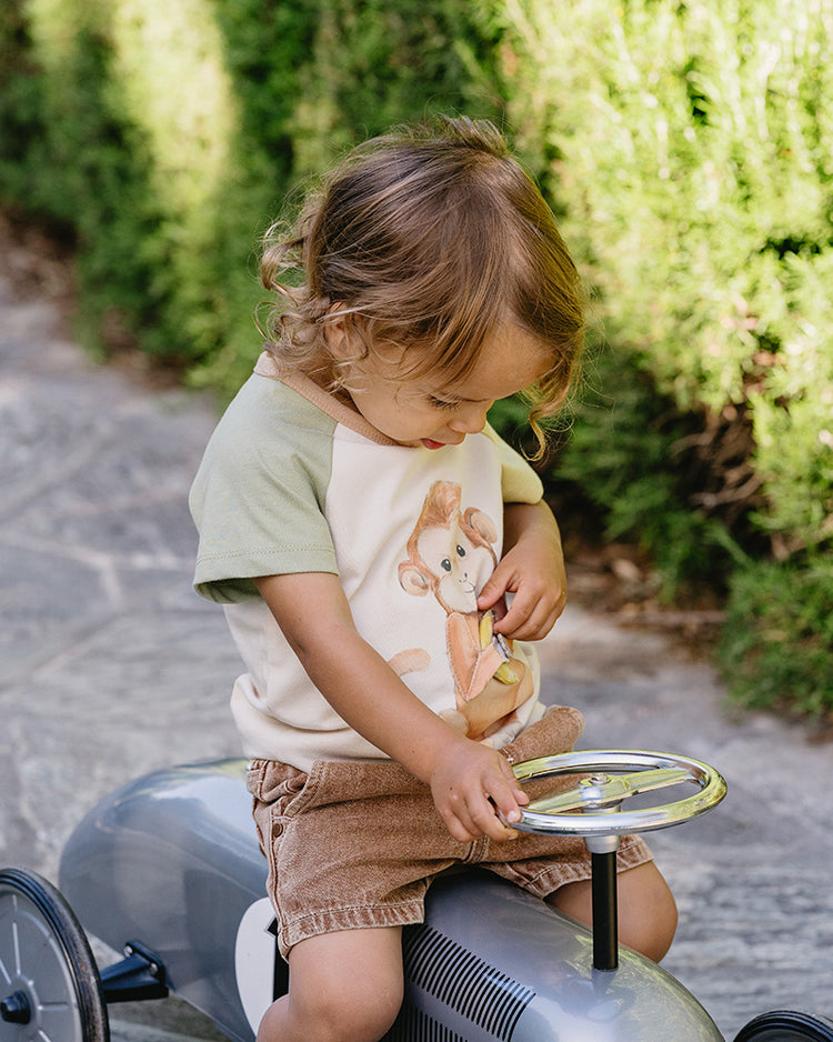 BEBE ELLIS 3D MONKEY TEE and Sand Crinkle Shorts Set With Free Monkey Ring Rattle Special Combo