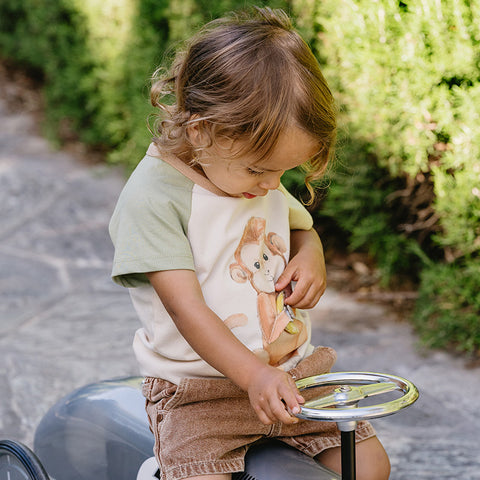 BEBE ELLIS 3D MONKEY TEE and Sand Crinkle Shorts Set With Free Monkey Ring Rattle Special Combo