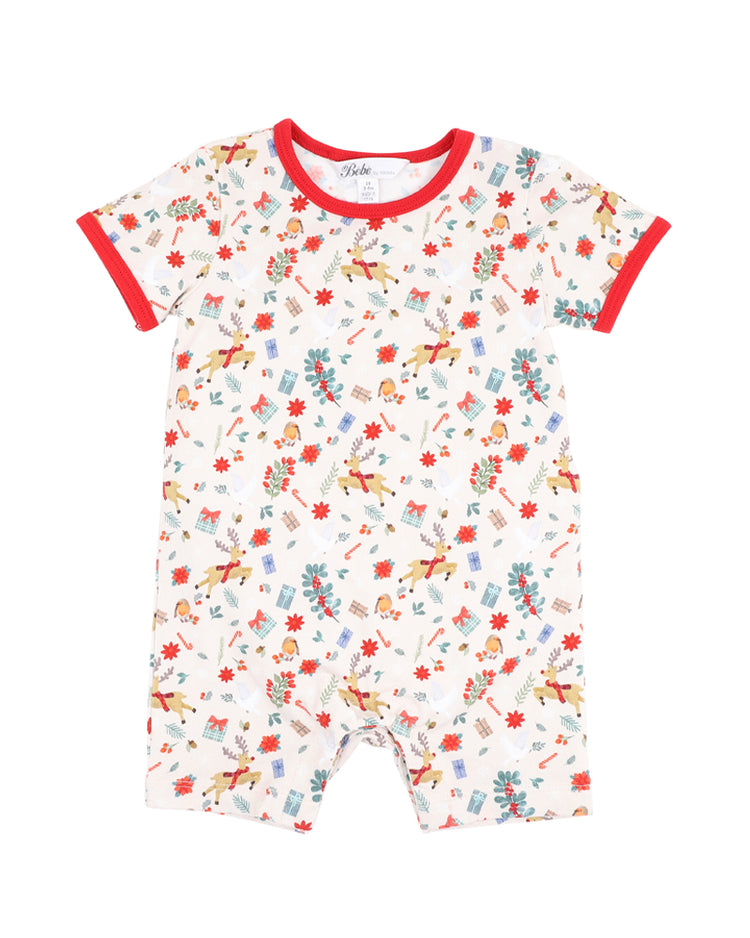Bebe FESTIVE PRINT SS ROMPER