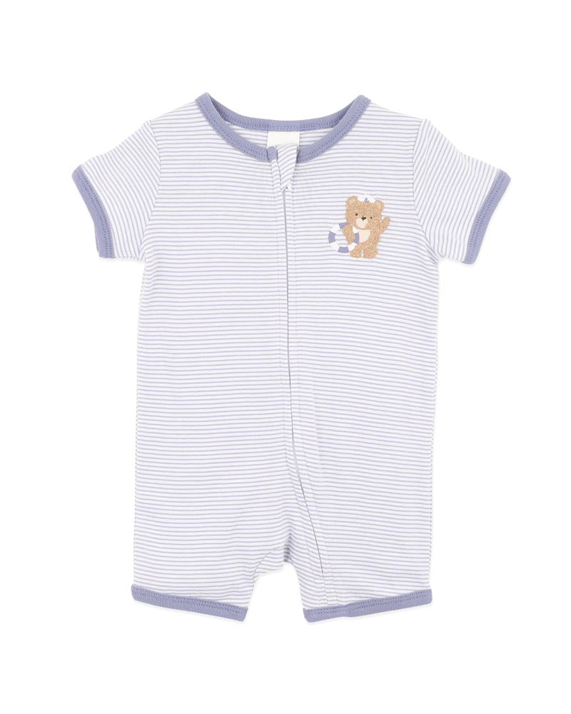 BEBE AXEL ORGANIC STRIPE  SS  ZIPSUIT