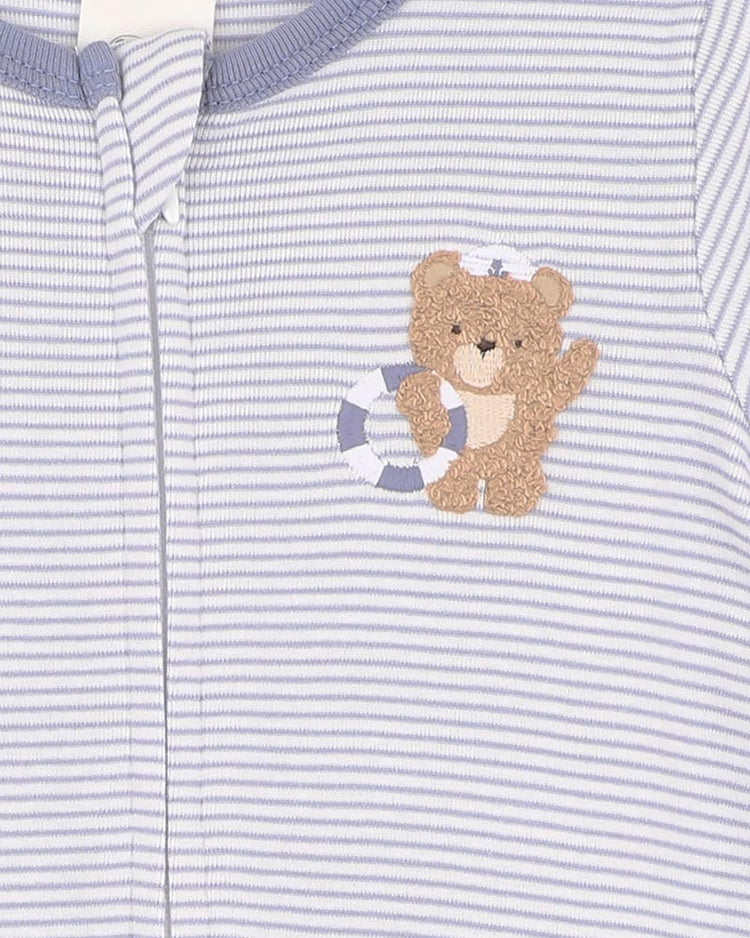 BEBE AXEL ORGANIC STRIPE  SS  ZIPSUIT
