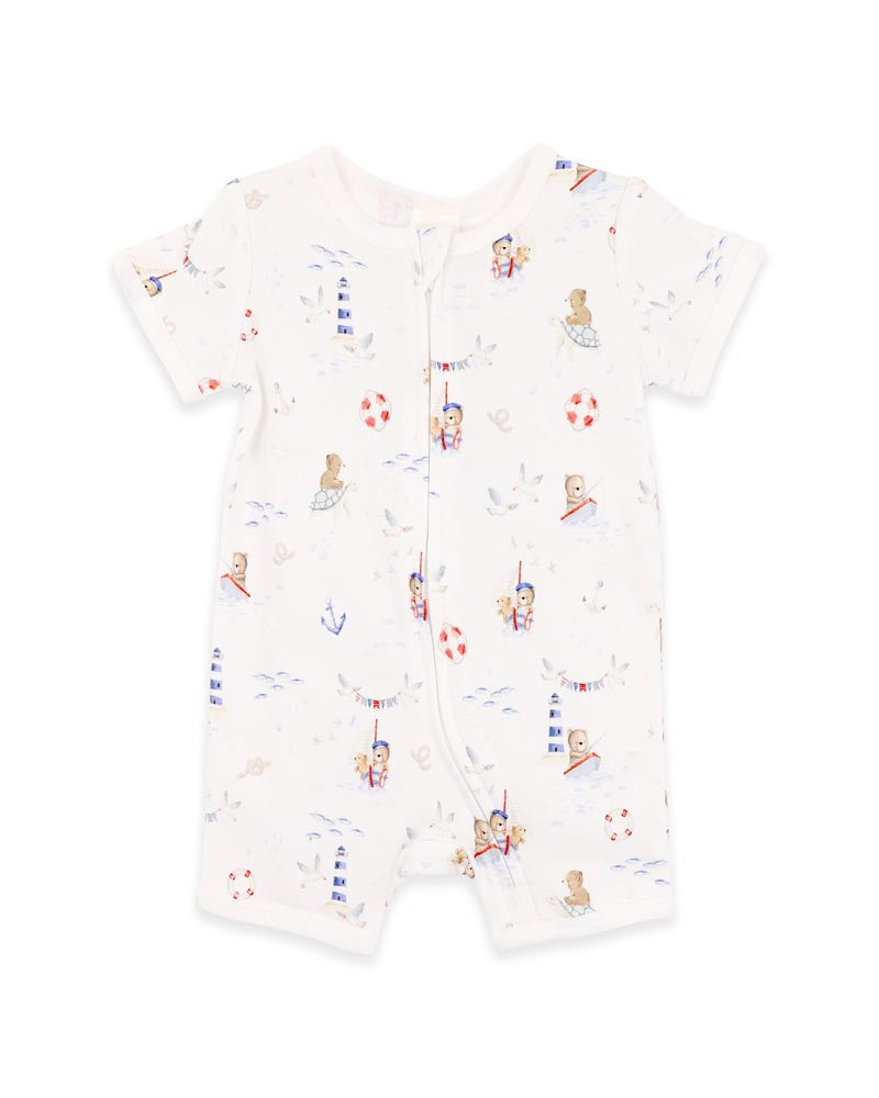 BEBE AXEL PRINT ORGANIC SS ZIPSUIT