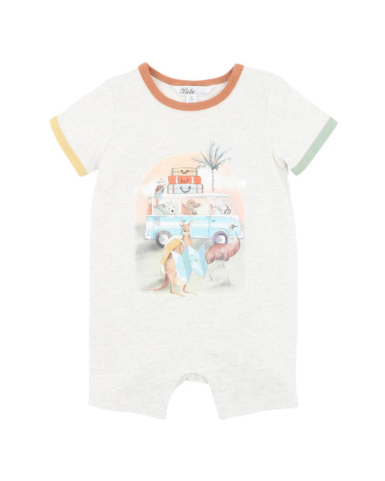 BEBE  IVAN CAMP SCENE SS  ROMPER