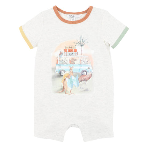 BEBE  IVAN CAMP SCENE SS  ROMPER