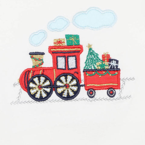 BEBE FESTIVE TRAIN SINGLETSUIT & SHORTS SET