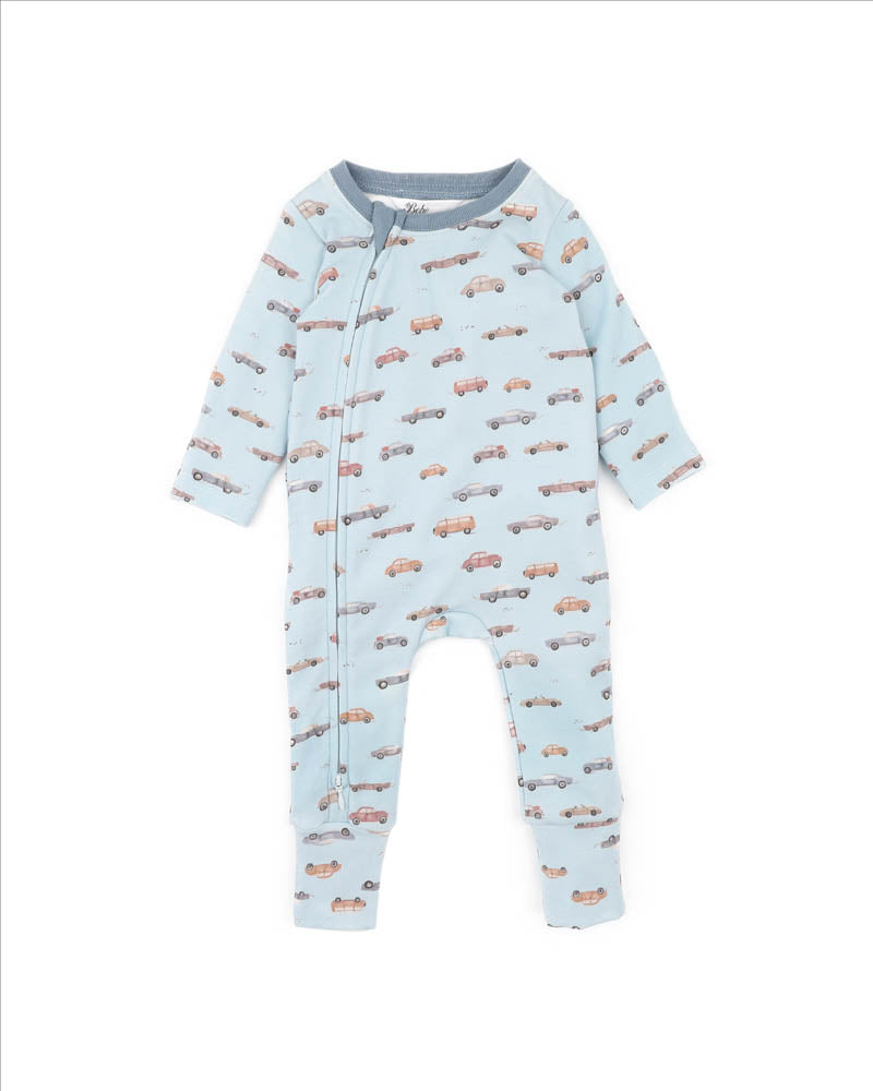 BEBE ALVIN CAR ORGANIC LS ZIPSUIT