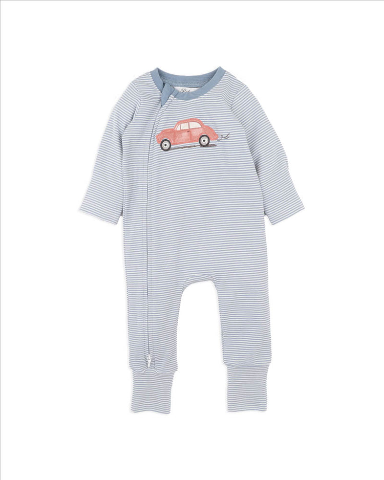 BEBE ALVIN STRIPE ORGANIC LS ZIPSUIT