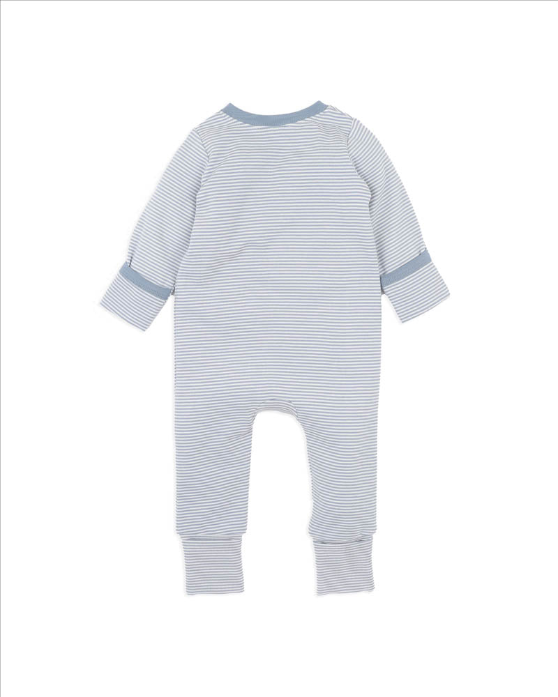 BEBE ALVIN STRIPE ORGANIC LS ZIPSUIT