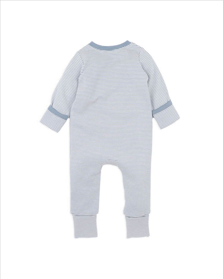 BEBE ALVIN STRIPE ORGANIC LS ZIPSUIT