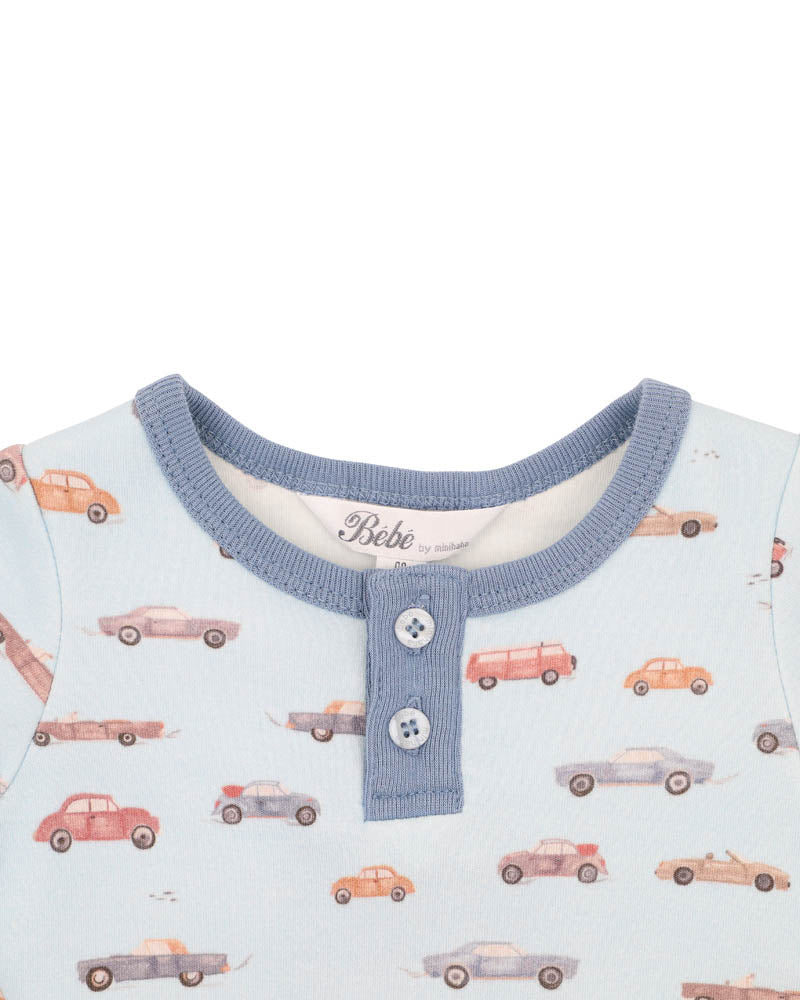 BEBE ALVIN CAR ORGANIC LS BODYSUIT