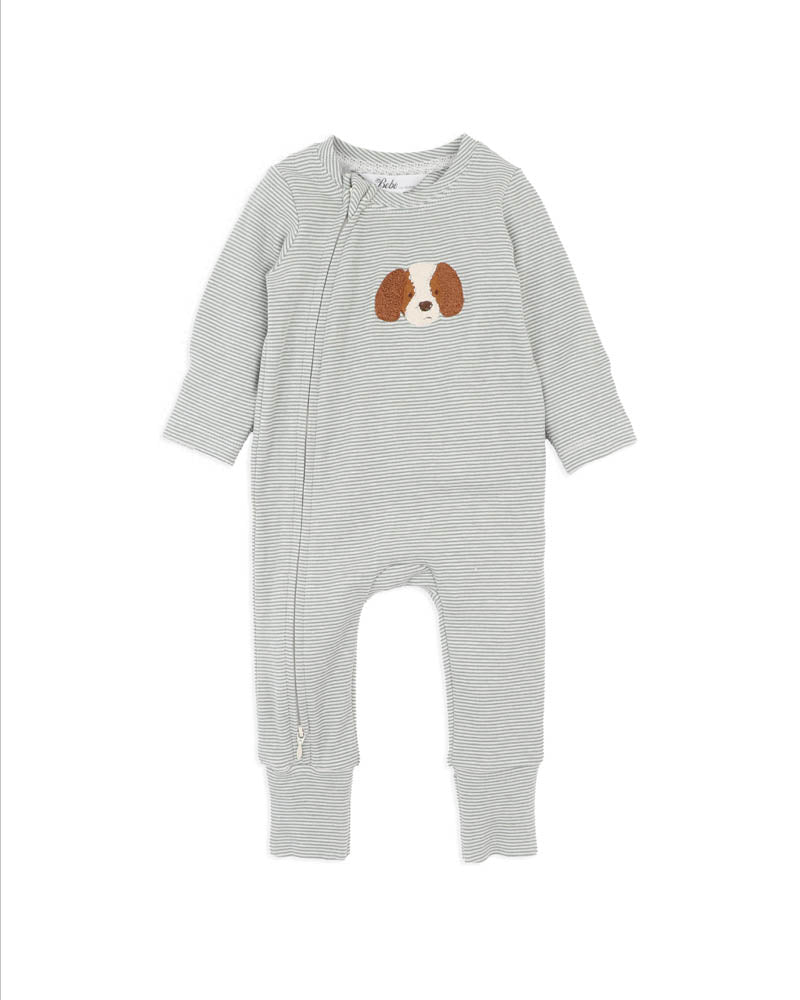 BEBE OTTO STRIPE ORGANIC ZIPSUIT