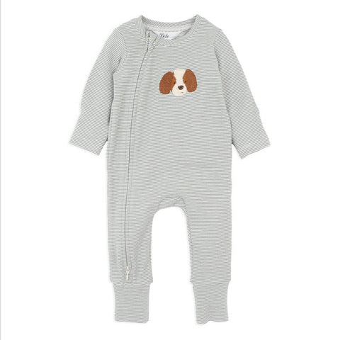 BEBE OTTO STRIPE ORGANIC ZIPSUIT