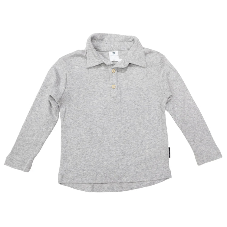 KORANGO Cotton Modal Long Sleeve Polo  Grey Marle