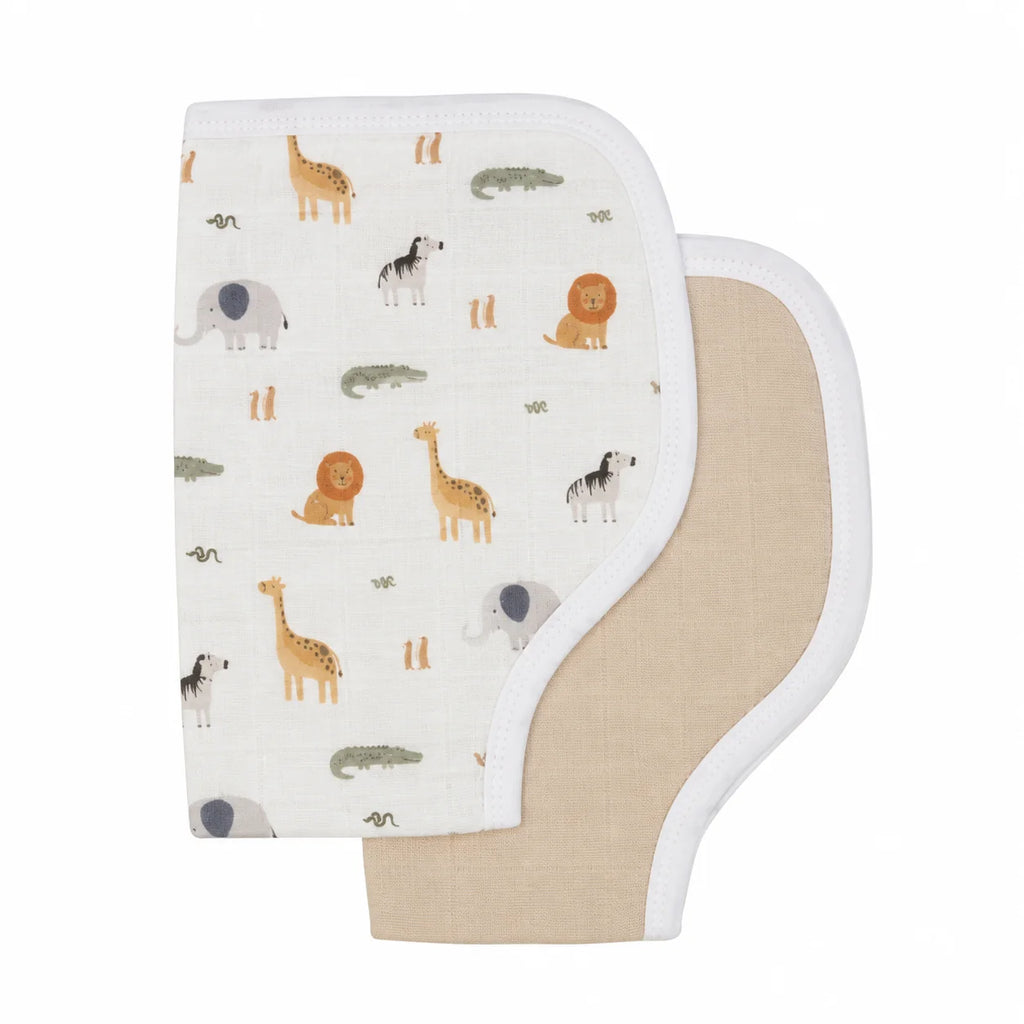 ALL4ELLA Wild Animals Organic Burp Cloths 2pk