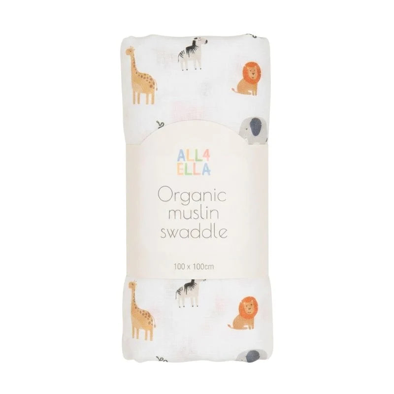 ALL4ELLA Wild Animals Organic Muslin Swaddle