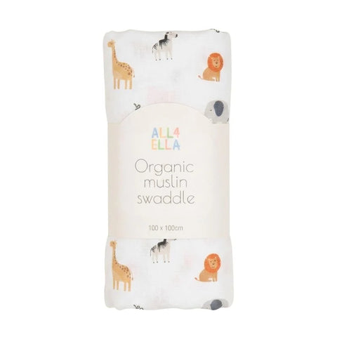 ALL4ELLA Wild Animals Organic Muslin Swaddle