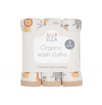 ALL4ELLA Wild Animals Organic Wash Cloths 3pk