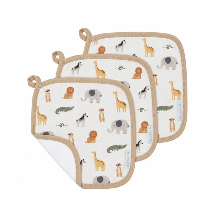 ALL4ELLA Wild Animals Organic Wash Cloths 3pk