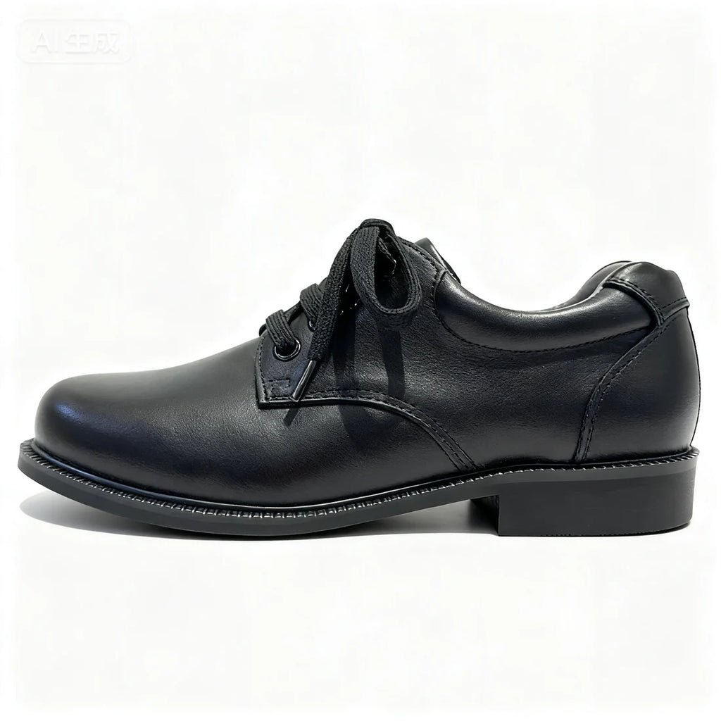 SPINGO Classic Black Leather Lace-Up School Shoes (Unisex) Premium Leather School Shoes