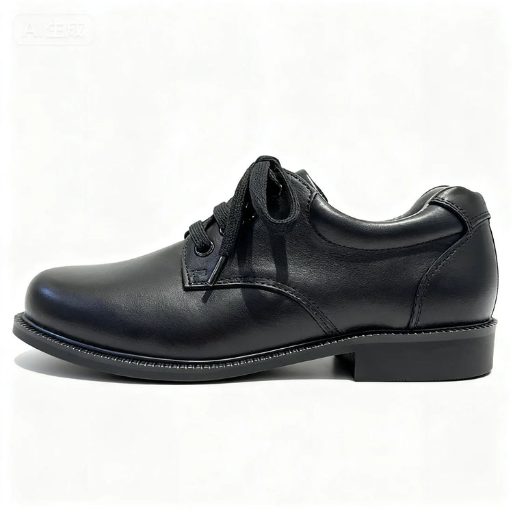 SPINGO Classic Black Leather Lace-Up School Shoes (Unisex) Premium Leather School Shoes