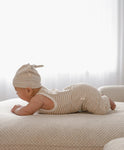 Lummi in Colour Organic Cotton Singlet Bodysuit - Oat Stripes