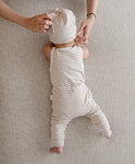 Lummi in Colour Organic Cotton Singlet Bodysuit - Oat Stripes