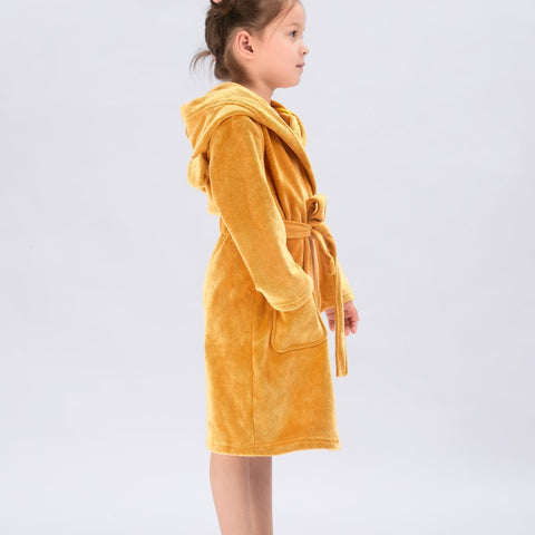 Seasnail Bathrobe For Kids-Earth Yellow