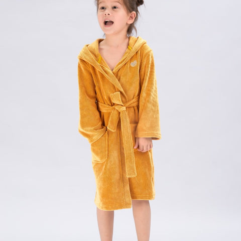 Seasnail Bathrobe For Kids-Earth Yellow