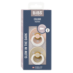 BIBS Dummies Blush/Vanilla GLOW Round, Latex (2pk)- Size1