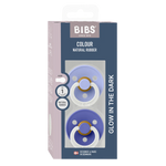 BIBS Dummies Hush/Grape GLOW Round, Latex (2pk)- Size1