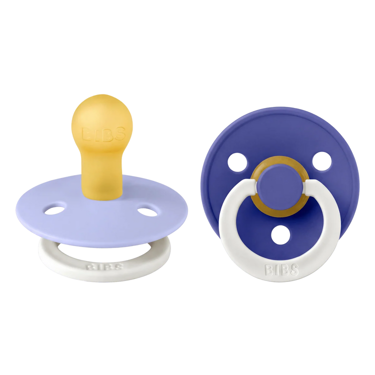 BIBS Dummies Hush/Grape GLOW Round, Latex (2pk)- Size1