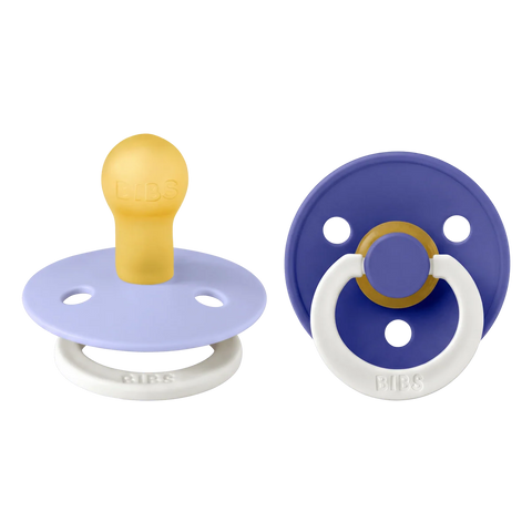 BIBS Dummies Hush/Grape GLOW Round, Latex (2pk)- Size1