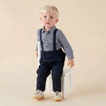Desinger Kidz Finley Linen Suspender Pants - Navy