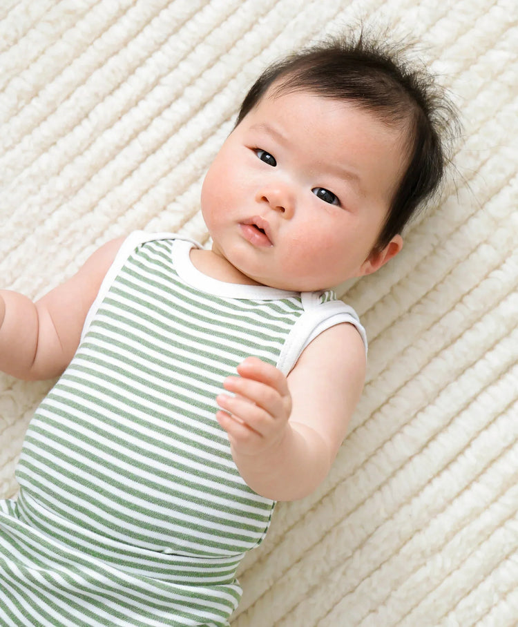 Lummi in Colour Organic Cotton Singlet Bodysuit - FOREST STRIPES