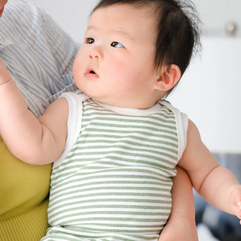 Lummi in Colour Organic Cotton Singlet Bodysuit - FOREST STRIPES