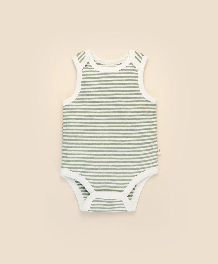 Lummi in Colour Organic Cotton Singlet Bodysuit - FOREST STRIPES