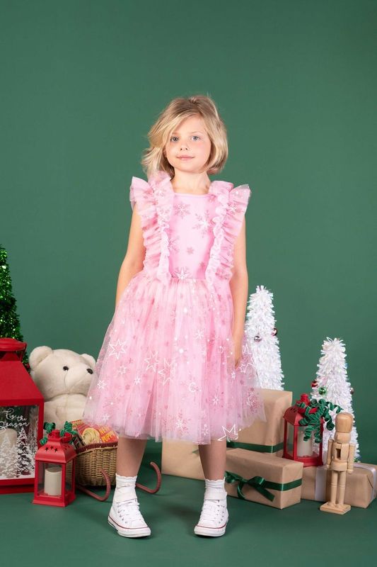 Rock Your Kid Pink Snowflake Party Dress