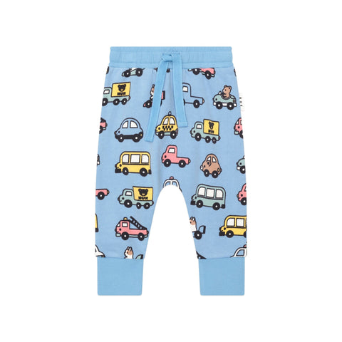 Huxbaby Size 1 Huxmobile Top and Huxmobile Drop Crotch Pant Set with Free Blue Bunny Rattle Special Combo