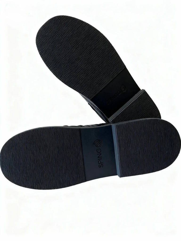 SPINGO Classic Black Leather Lace-Up School Shoes (Unisex) Premium Leather School Shoes