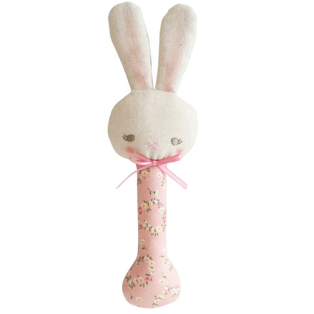 Alimrose Baby Bunny Stick Rattle Posy Heart