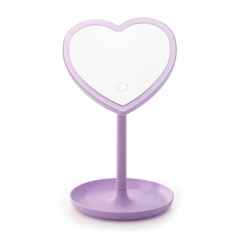 IsGift Light Up LED Heart Mirror Purple 15.3x14x26cm