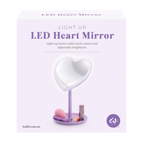 IsGift Light Up LED Heart Mirror Purple 15.3x14x26cm