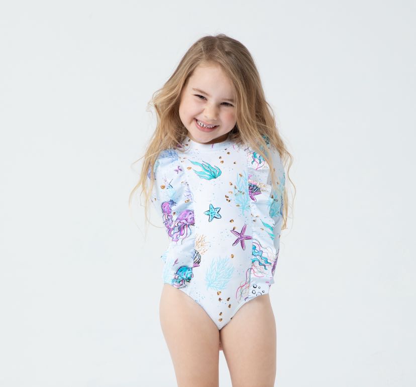 Lesimo Girls Long Sleeves One Piece Rashguard - Jelly Joy