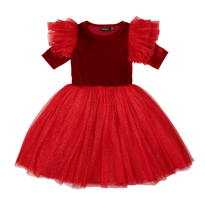 Rock Your Kid Red Velvet Sparkle Party Dress