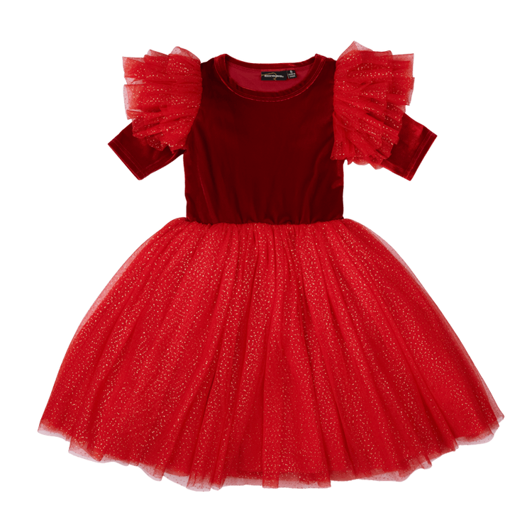 Rock Your Kid Red Velvet Sparkle Party Dress