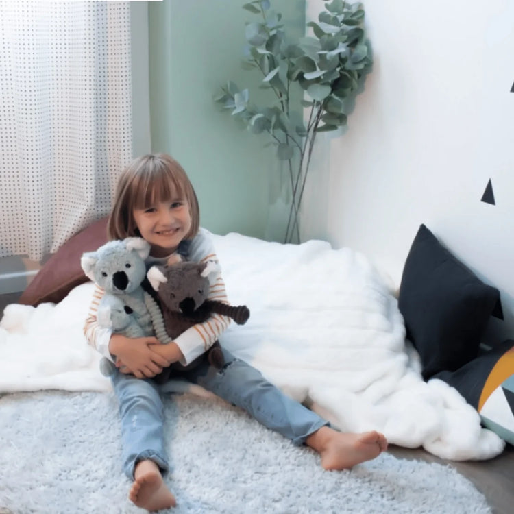 Les Ptipotos Trankilou the Koala, Mum & Baby - Grey